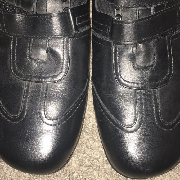 P W Minor Black Leather Womens Erog-Flex Shoes - Picture 4 of 7